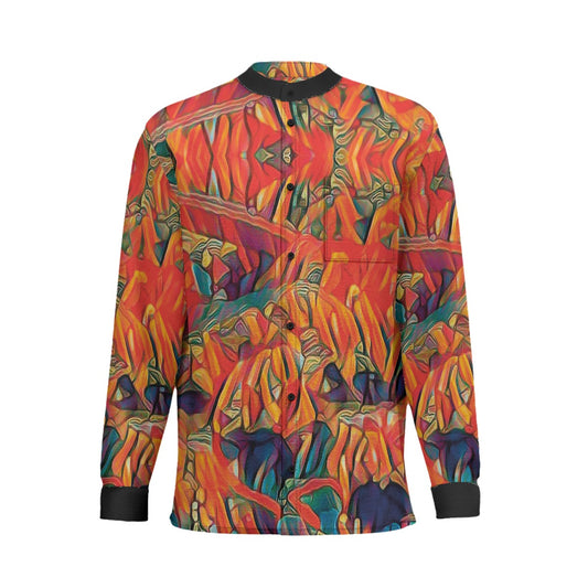 “Chromatic Fusion” Men'S Business Long-Sleeved Imitation Linen Shirt