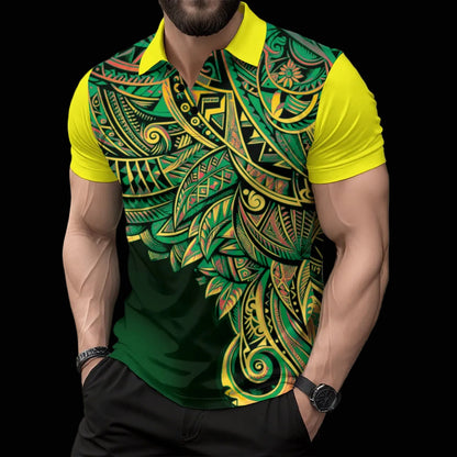 “Paua-Aussie” Men's Short Sleeve Button Polo Shirt