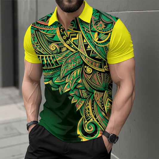 “Aussie Paua” Men's Short Sleeve Button Polo Shirt