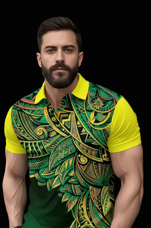 “Paua-Aussie” Men's Short Sleeve Button Polo Shirt