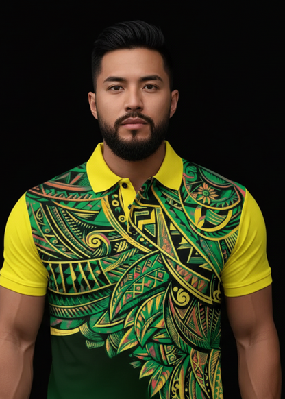 “Paua-Aussie” Men's Short Sleeve Button Polo Shirt