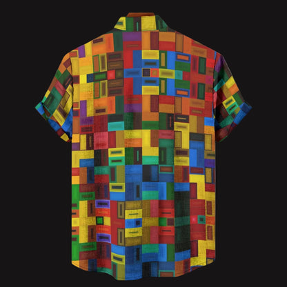 “Blocked” Men's Stand Collar Shirt|115GSM Cotton poplin
