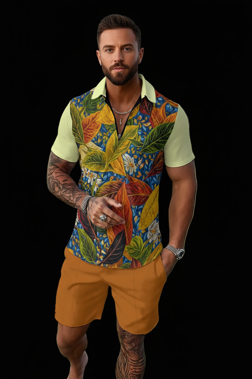 “Botanical Rhapsody” Men's Polo Sportswear Set