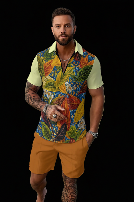 “Botanical Rhapsody” Men's Polo Sportswear Set