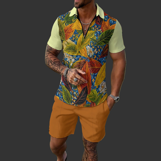 “Botanical Rhapsody” Men's Polo Sportswear Set