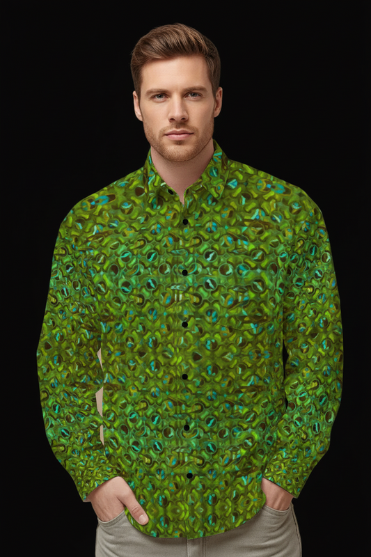 “Nexus” Meadow Green-Men's Slim Fit Long Sleeve Shirt