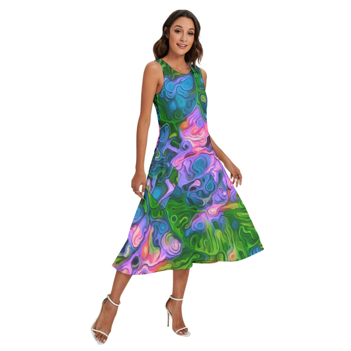 “Dreamscape” Women's Sleeveless Dress With Diagonal Pocket