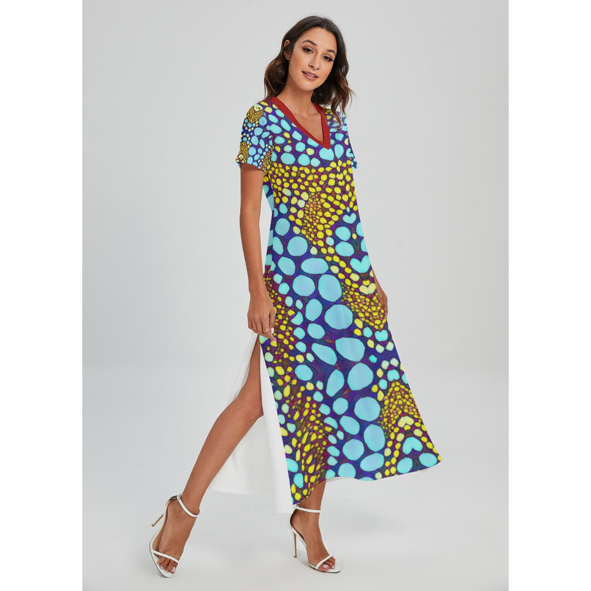 “Sunstone” V-neck Dress With Side Slit