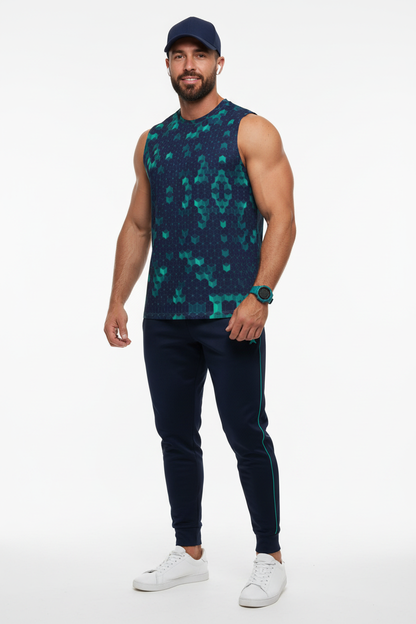 “Polyhedral” Men's O-neck Tank Top | 190GSM Cotton