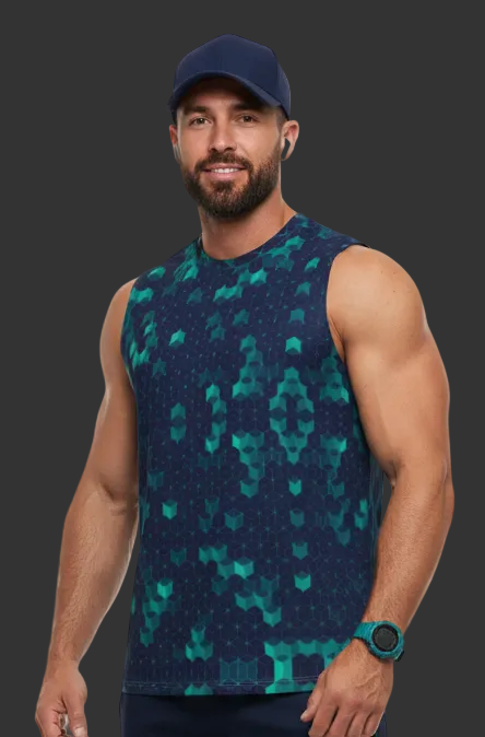 “Polyhedral” Men's O-neck Tank Top | 190GSM Cotton