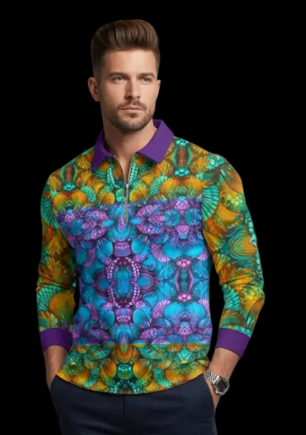 “Jewel Cascade” Men’s Quarter Zip Pullover Sweatshirt