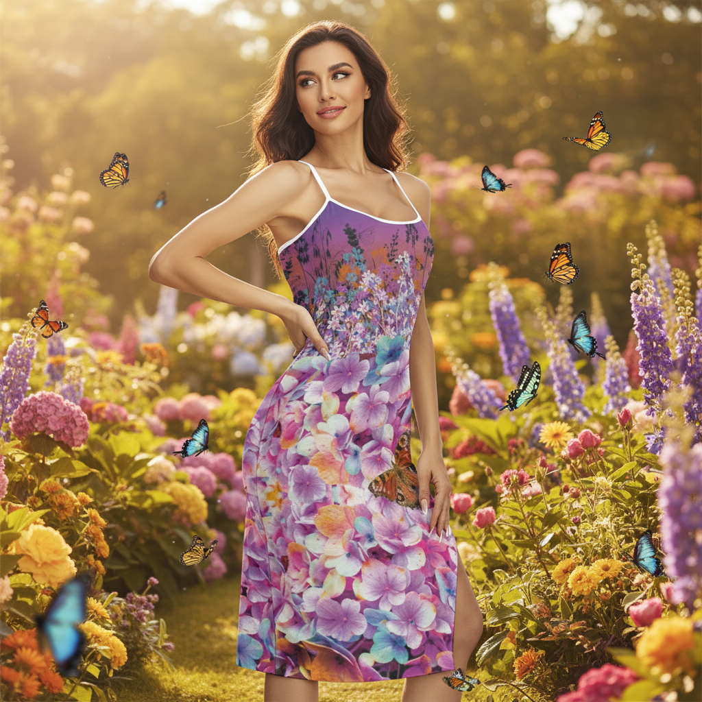 “Flutterby” Women's Back Cross Cami Dress