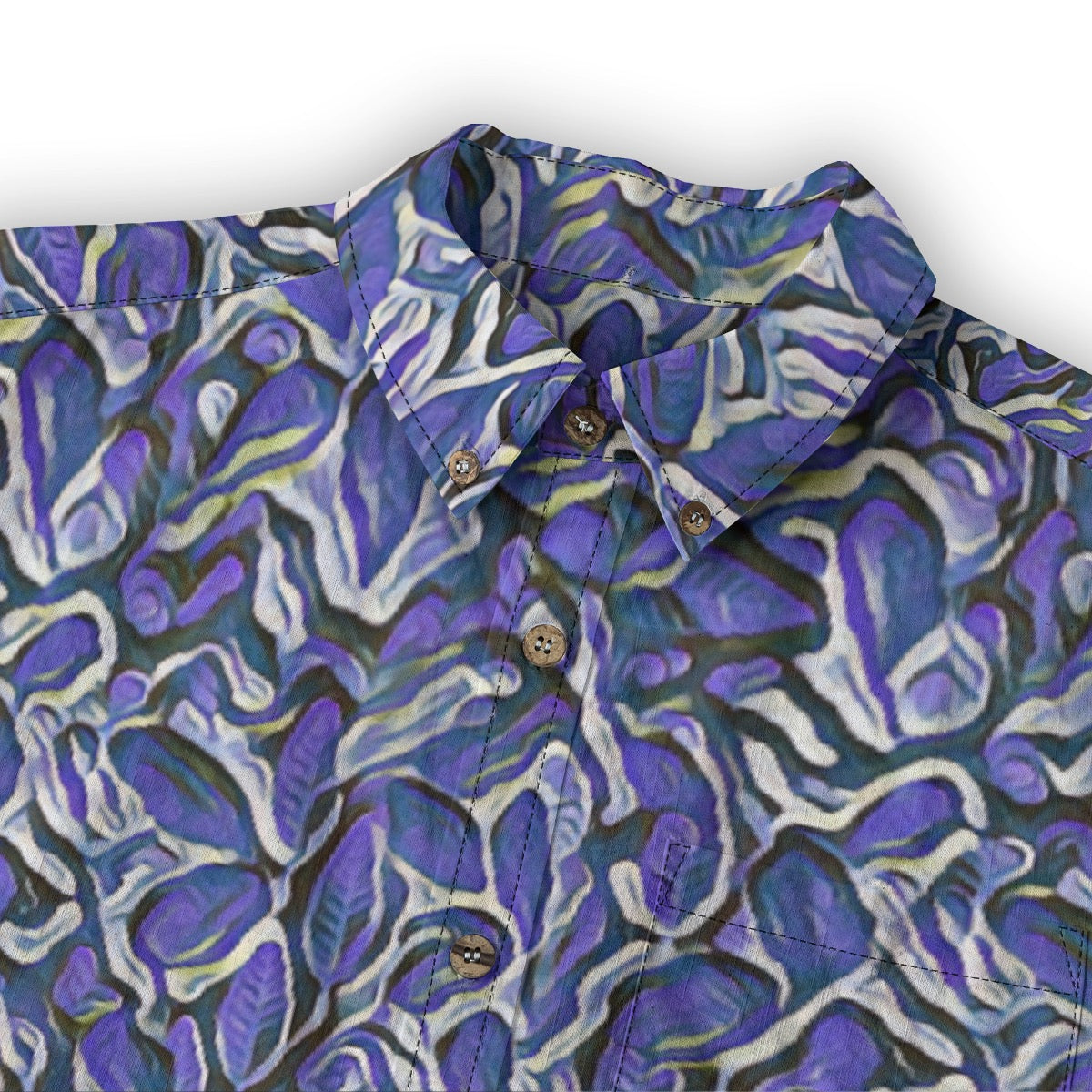 “Indigo Bloom“ Men's Casual Lapel Long Sleeve Shirt|125GSM Cotton
