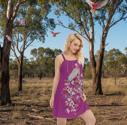 “What a Galah!” Sleeveless Cami Dress with Spaghetti Straps, Beachwear for Women