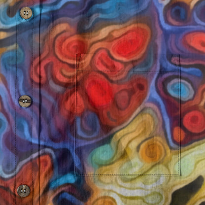 “Marbled Tides II” Men's Breathable Cotton Shirt|125GSM