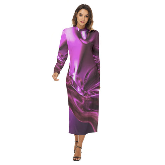 “Glass Wave” Fuchsia : All-Over Print Women's Hip Dress