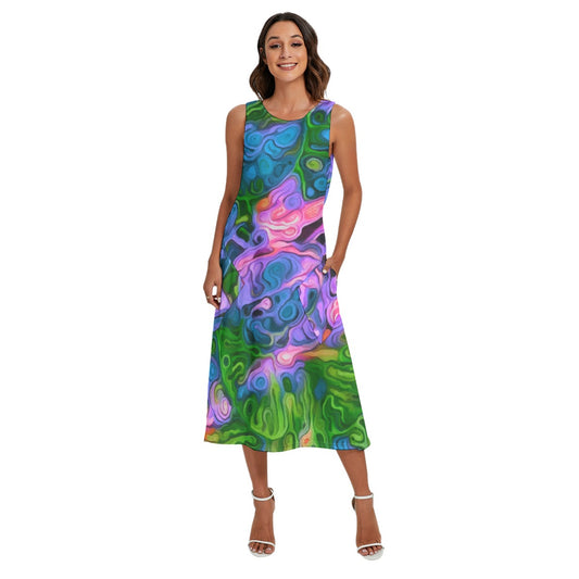 “Dreamscape” Women's Sleeveless Dress With Diagonal Pocket