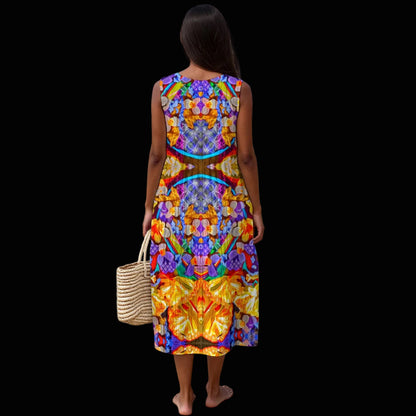 “Delirium” Women's Sleeveless Dress With Pocket|125GSM Slub Cotton