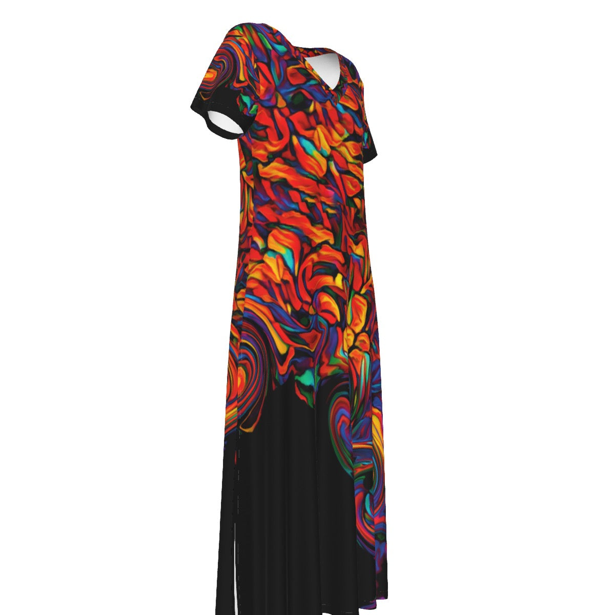 “Inferno” Women's V-neck Dress With Side Slit