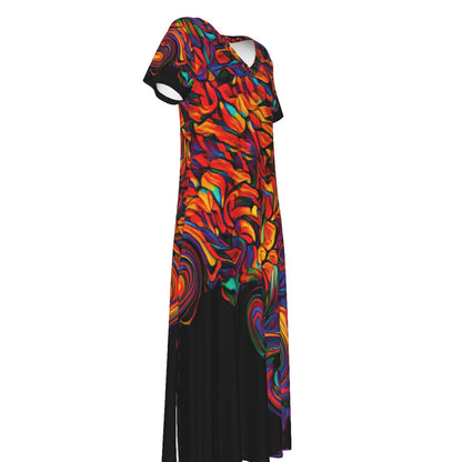 “Inferno” Women's V-neck Dress With Side Slit