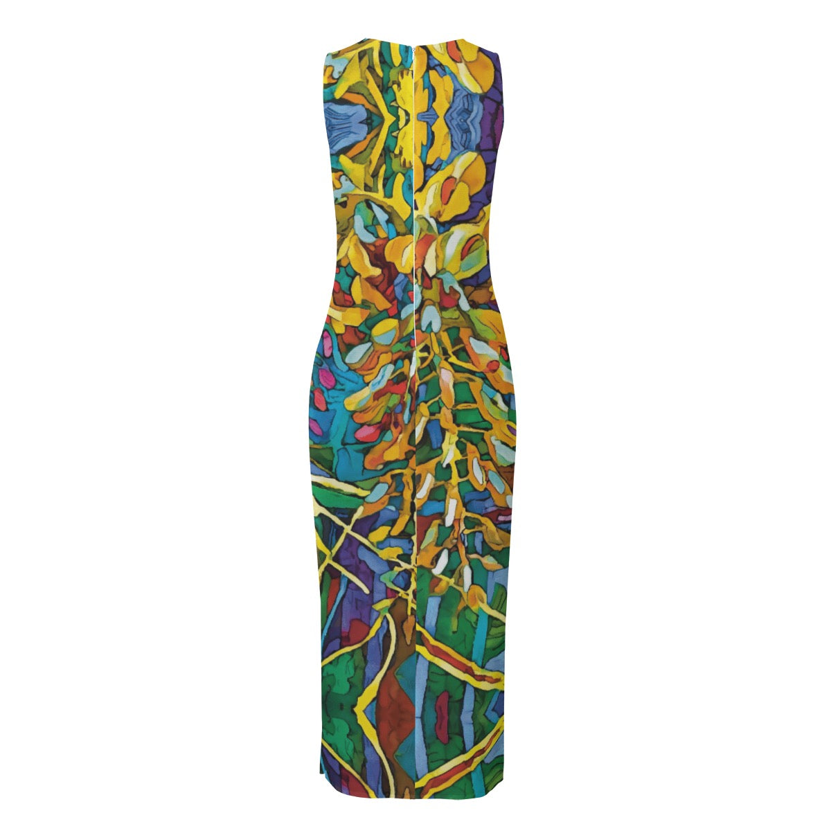 “Rainbow Wisteria”  Women's Beach Perspective Chiffon Sleeveless Dress