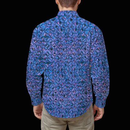 “Nexus” Deep Blue- Men's Slim Fit Long Sleeve Shirt
