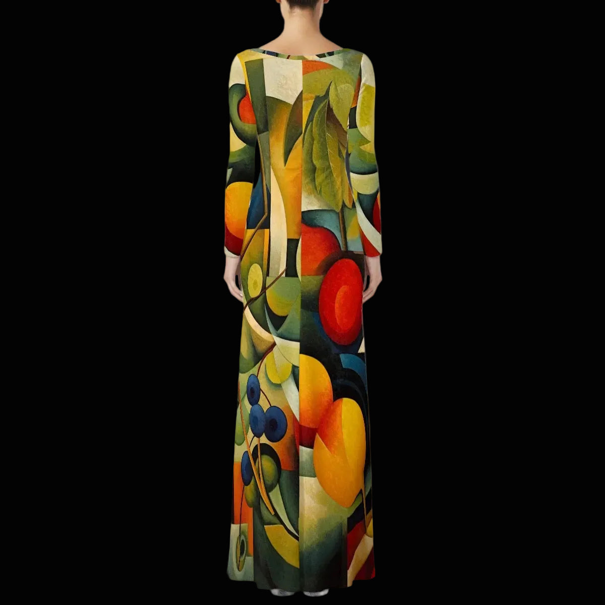 “Cubist Still Life” Women's Velvet Shine Maxi Dress