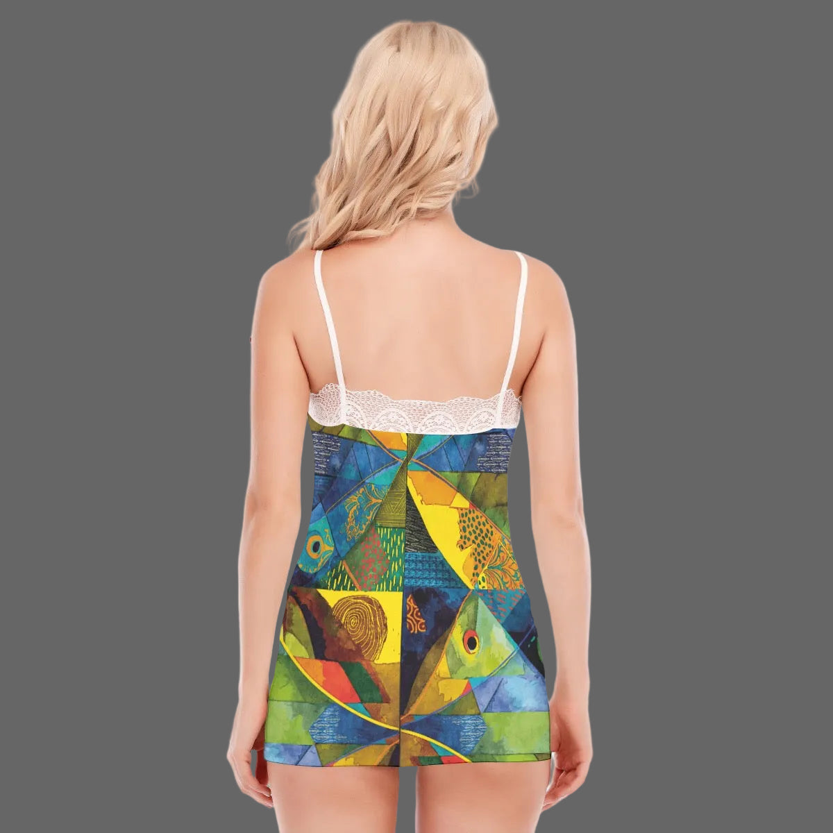 “Ocean Echoes” Women's Pajama Set With Lace Edge