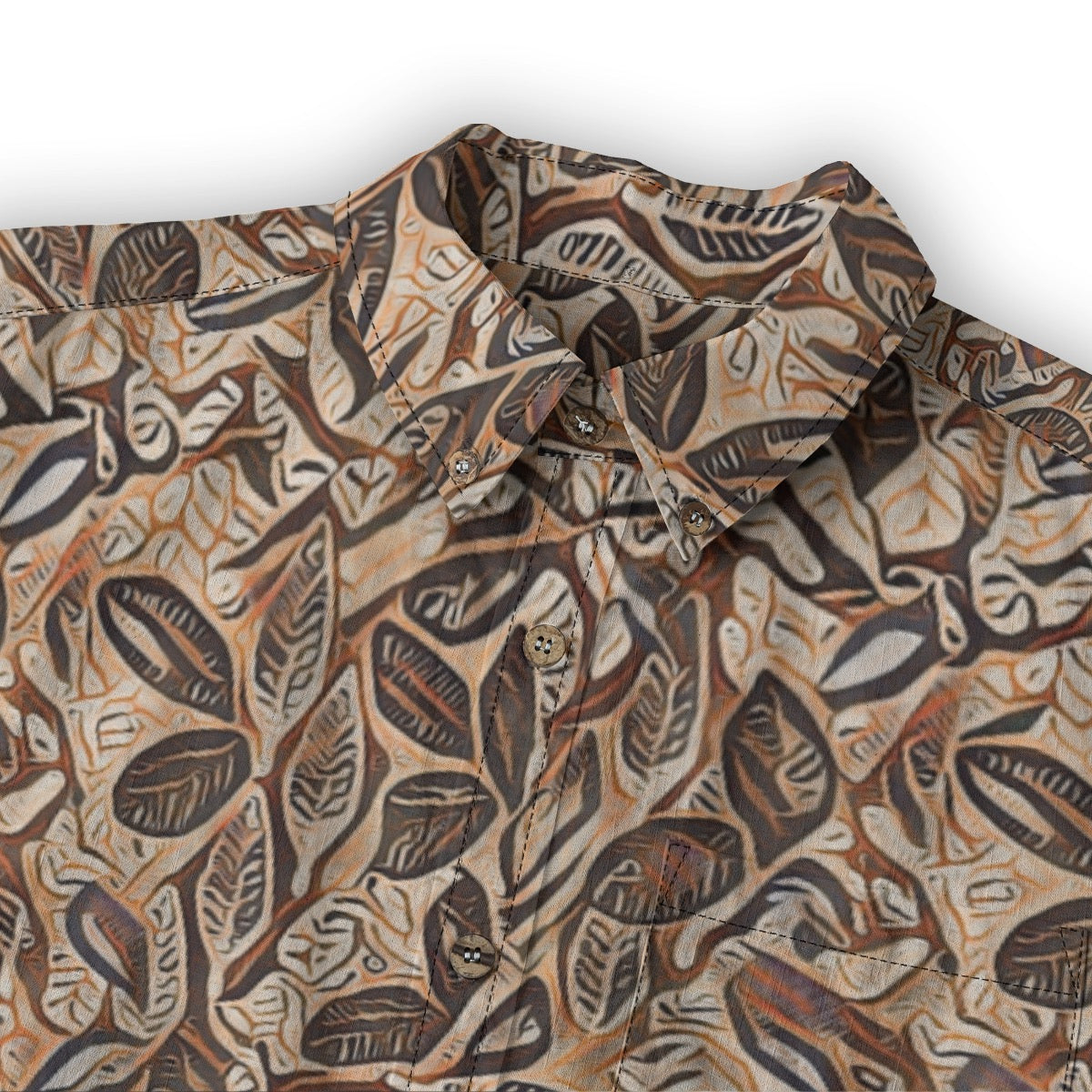 “Rustic Foliage “ Men's Casual Lapel Long Sleeve Shirt|125GSM Cotton