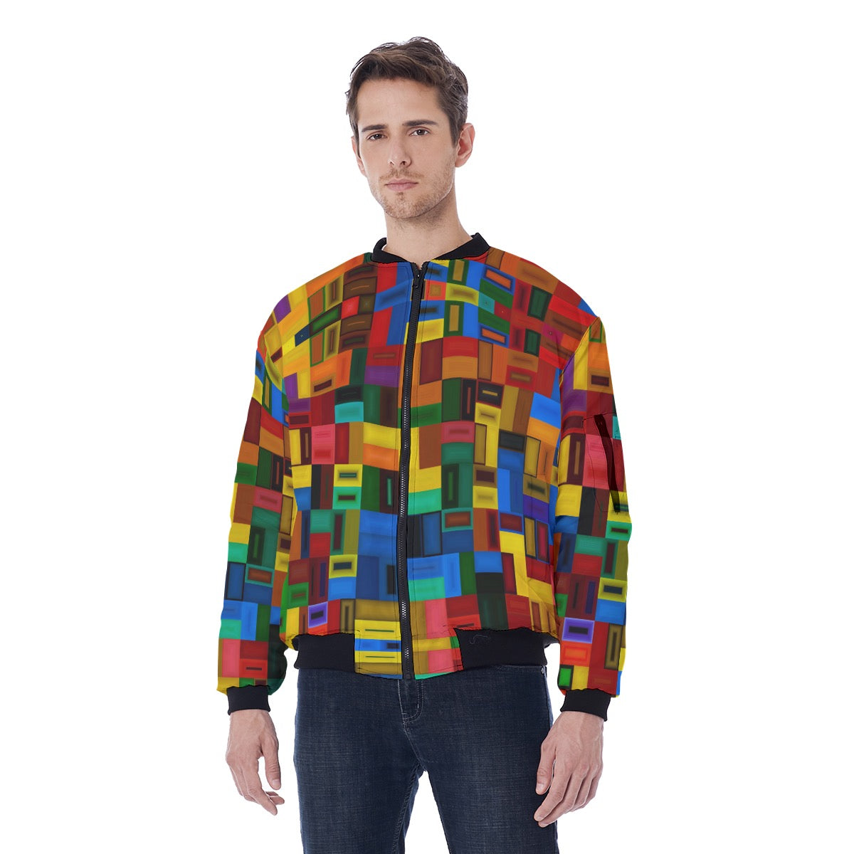 “Blocked” Men's Jacket With Sleeve Pocket