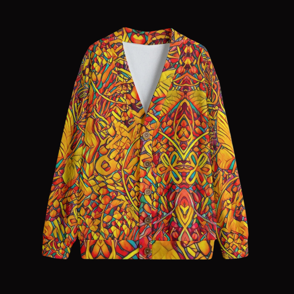 “Midas” Unisex V-neck Knitted Fleece Cardigan With Button Closure