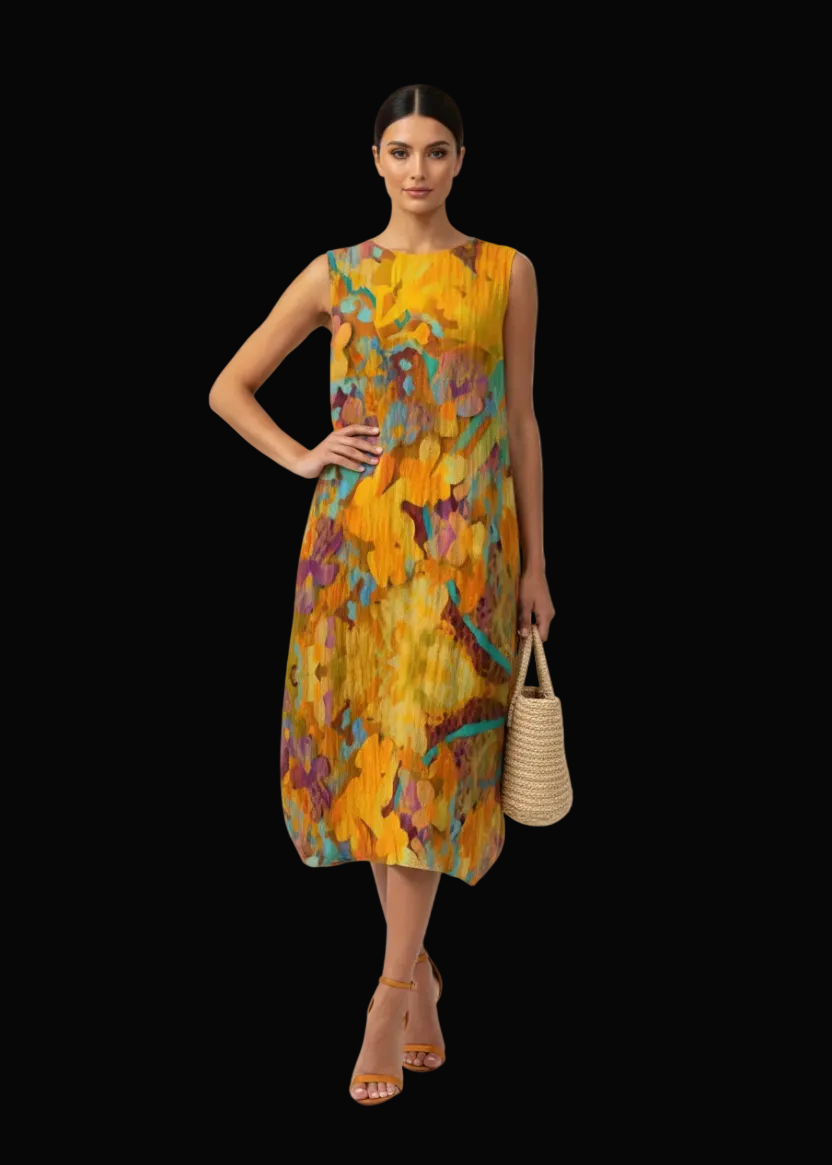 “Copper Strike” Women's Sleeveless Dress With Pocket|125GSM Slub Cotton