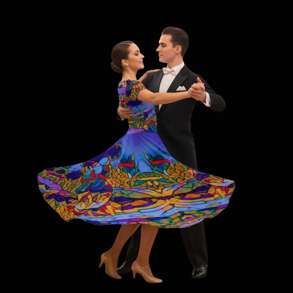 “Cerulean Spectrum” Women's Short Sleeve V Neck Midi Dress