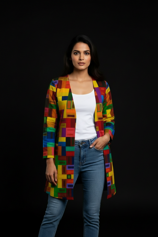 “Blocked” Women's Faux Sweater Cardigan