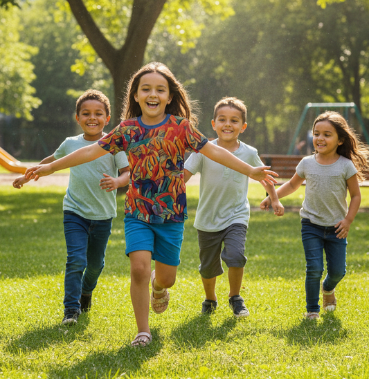 “Chromatic Fusion” Children's Round Neck T-Shirt|145GSM Birdseye