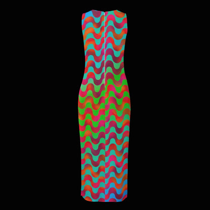 “Psychedelic Siren” Women's Beach Perspective Chiffon Sleeveless Dress