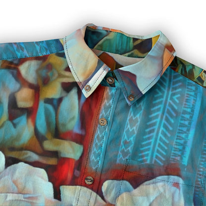 “Gardenia” Men's Casual Lapel Long Sleeve Shirt|125GSM Cotton