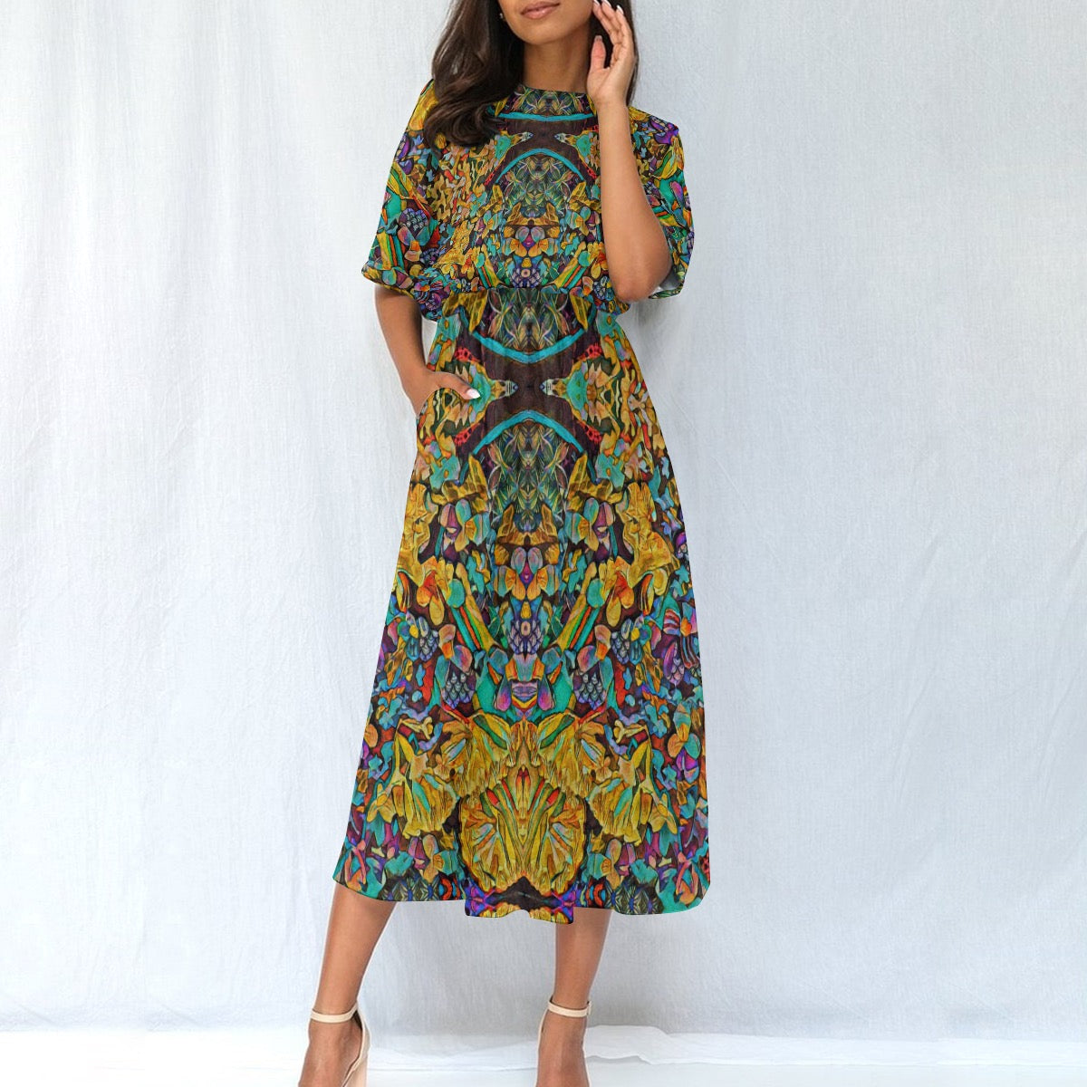 “Chromatic Dream” Women's Elastic Waist Dress