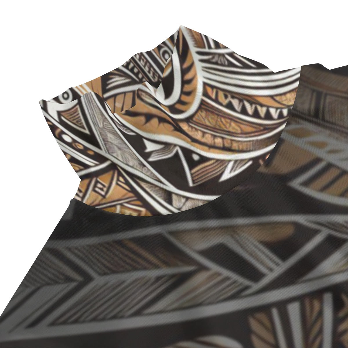 “Earthen Echoes” Women's Turtleneck T-shirt With Sloping Hem