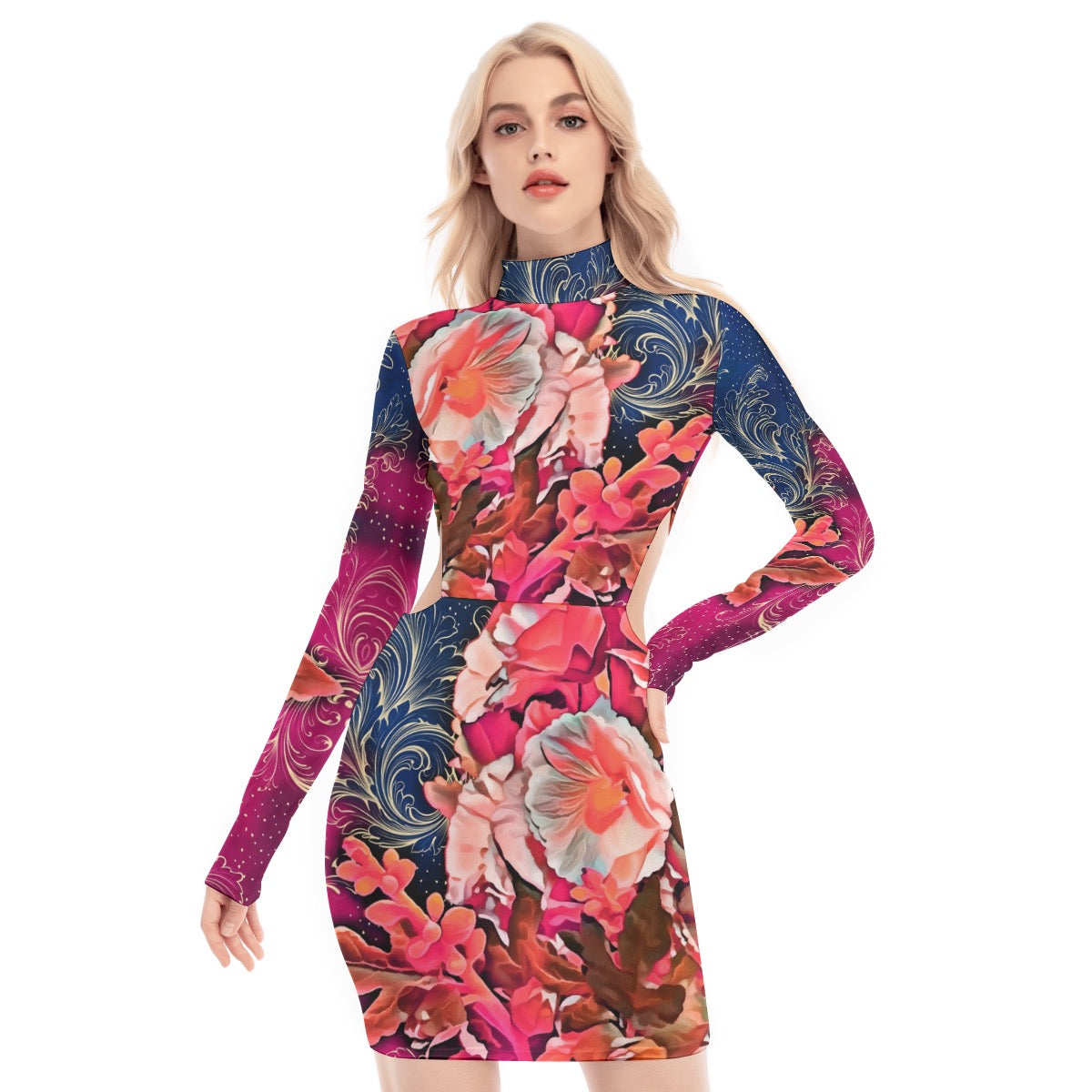“Celestial Bloom” Women's Waist Hollow Hip Dress