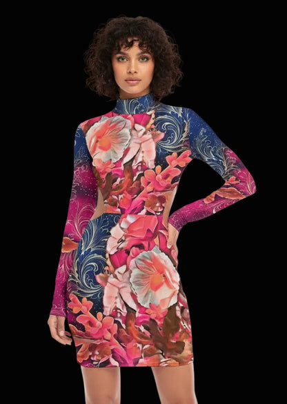 “Celestial Bloom” Women's Waist Hollow Hip Dress