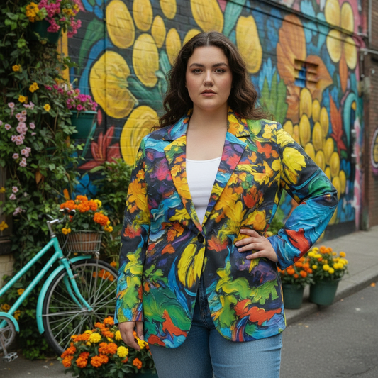 “Spring Impasto” Women's Leisure Blazer | 245GSM Cotton