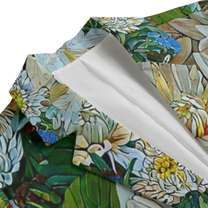 “White Floral Medley” Women's Leisure Blazer | 245GSM Cotton