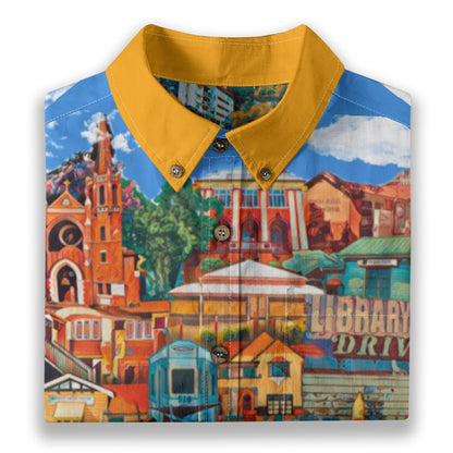 “Southside Brizvegas” (Yellow) Men's Breathable Cotton Shirt|125GSM