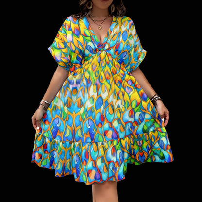 “Prism”  Women’s Floral V-Neck Short Sleeve Dress