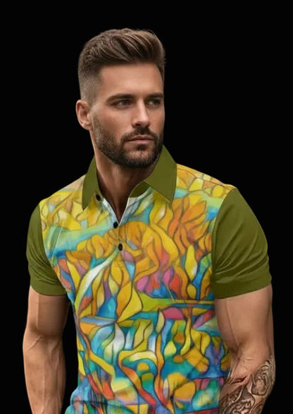 “Sunrise Stained Glass”  Men's Polo Shirt