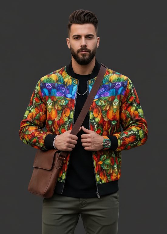 “Botanic Nebula” Men's Thick Knit Fleece Jacket