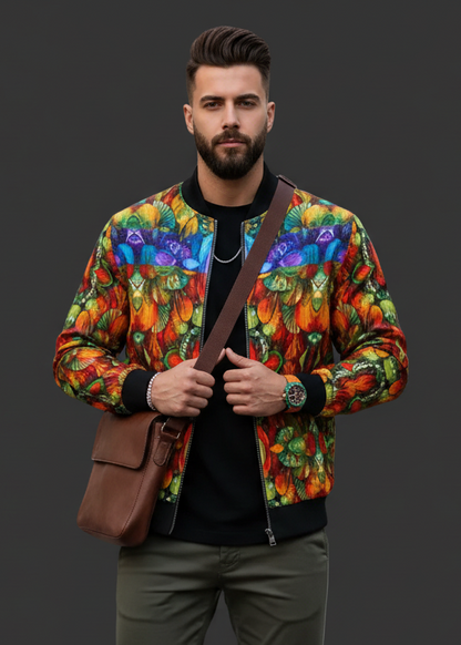 “Botanic Nebula” Men's Thick Knit Fleece Jacket