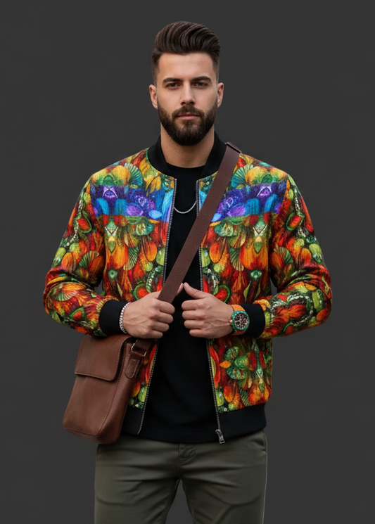 “Botanic Nebula” Men's Thick Knit Fleece Jacket