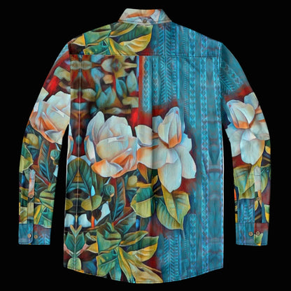 “Gardenia” Men's Casual Lapel Long Sleeve Shirt|125GSM Cotton